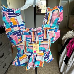 Colorful Geometric Patterned Top size small women entro